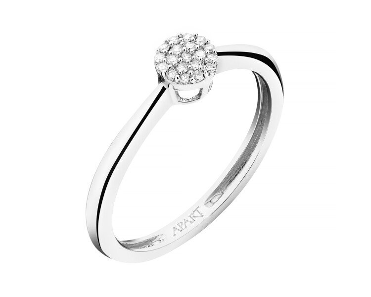 375 Rhodium-Plated White Gold Ring with Diamonds - 0,05 ct - fineness 9 K