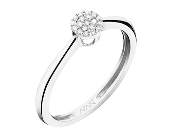 Pierścionek z białego złota z diamentami - 0,05 ct - próba 375