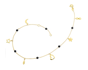 9 K Rhodium-Plated Yellow Gold Anklet with Diamonds 0,008 ct - fineness 9 K