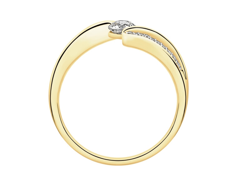 Prsten ze žlutého zlata s brilianty - 0,39 ct - ryzost 750