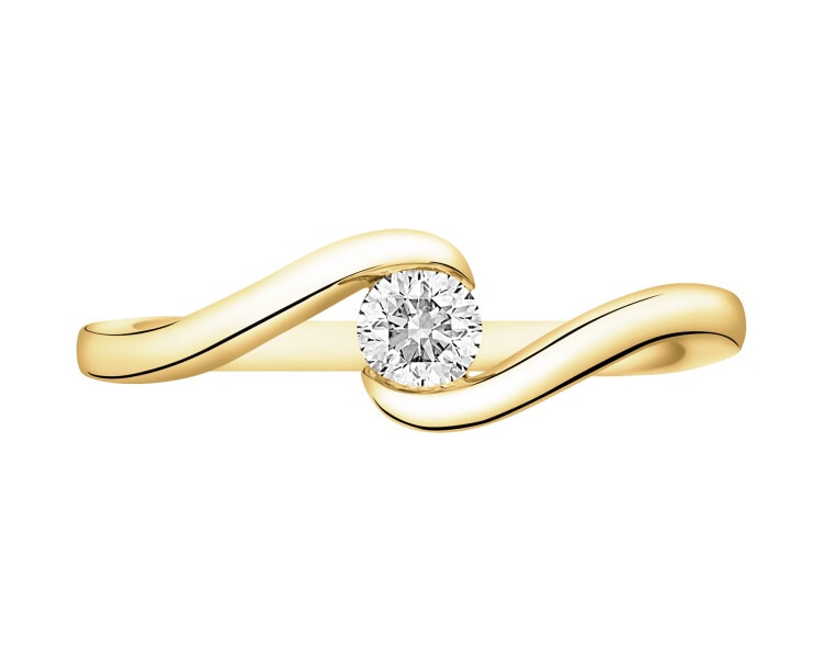 Prsten ze žlutého zlata s briliantem - 0,23 ct - ryzost 750