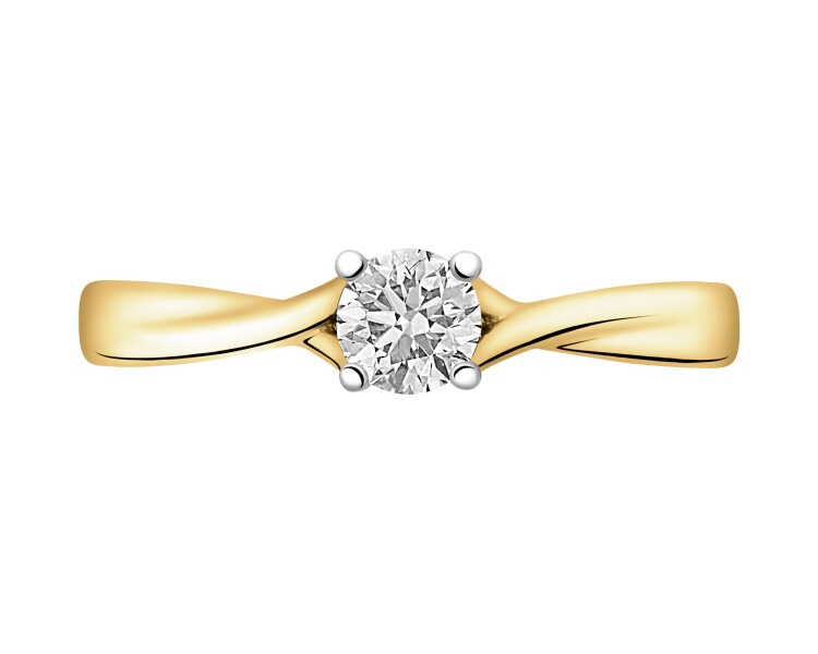 Prsten ze žlutého zlata s briliantem - 0,40 ct - ryzost 750