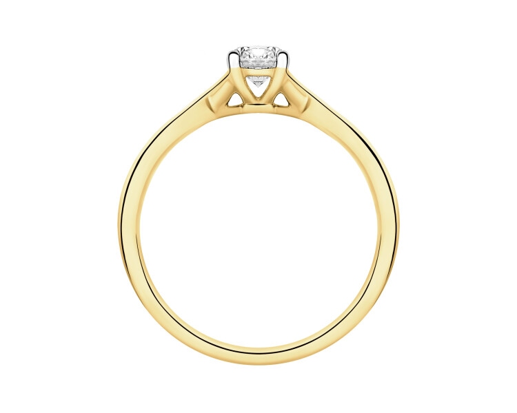 Prsten ze žlutého zlata s briliantem - 0,40 ct - ryzost 750