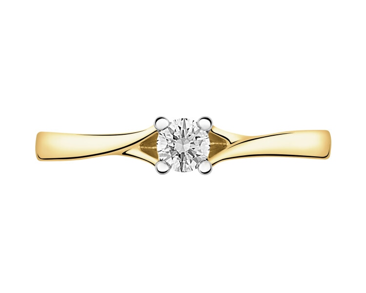 Prsten ze žlutého zlata s briliantem - 0,18 ct - ryzost 750