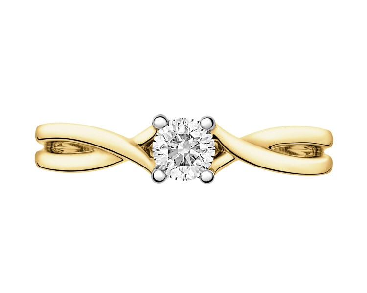 Prsten ze žlutého zlata s briliantem - 0,31 ct - ryzost 750