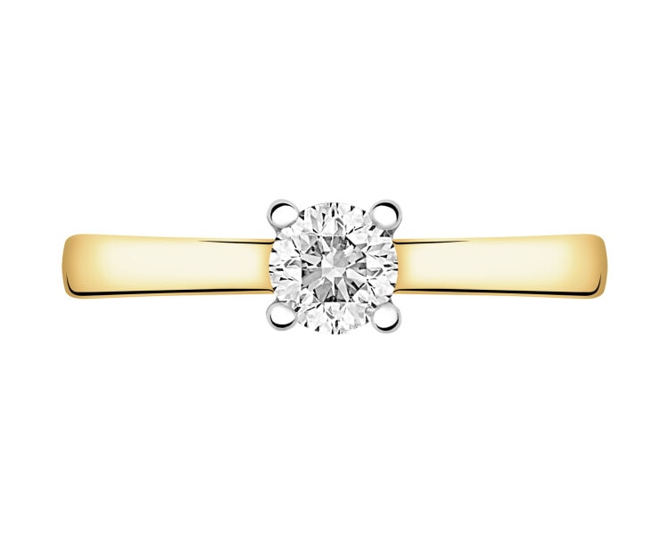 Prsten ze žlutého zlata s briliantem - 0,31 ct - ryzost 750