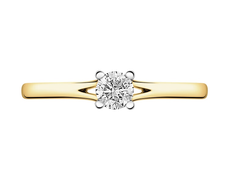 Prsten ze žlutého zlata s briliantem - 0,31 ct - ryzost 750