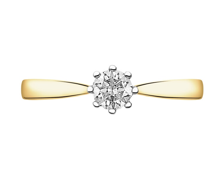Prsten ze žlutého zlata s briliantem - 0,30 ct - ryzost 750