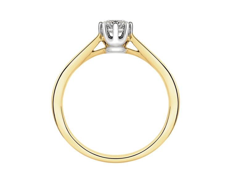 Prsten ze žlutého zlata s briliantem - 0,30 ct - ryzost 750