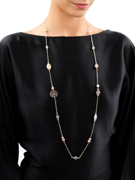 Gold-Plated Brass Necklace with Sunstone