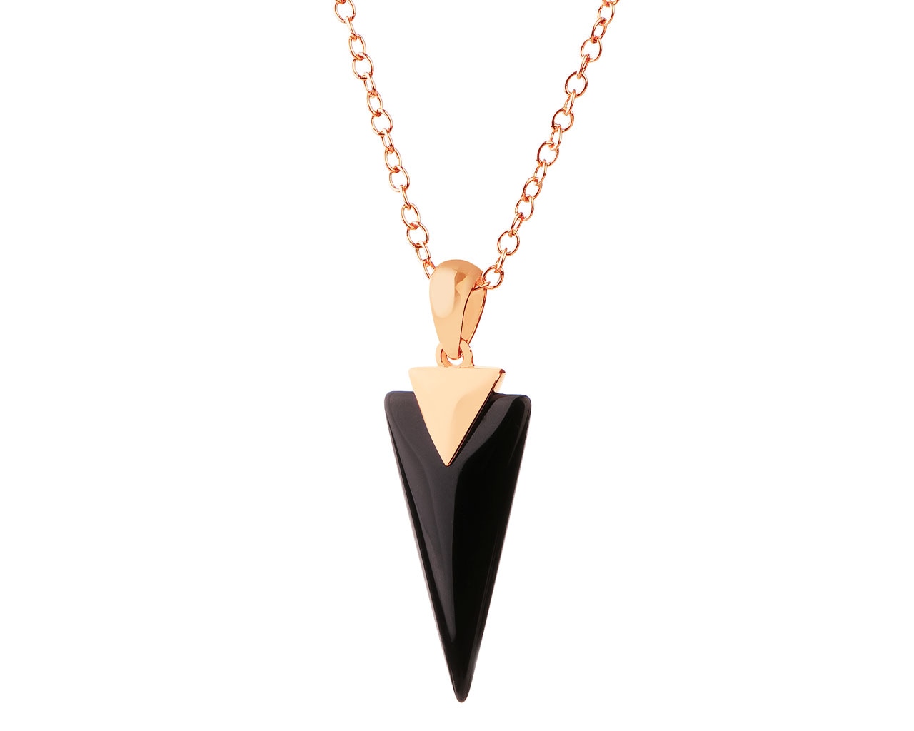 Gold-Plated Brass Necklace with Onyx