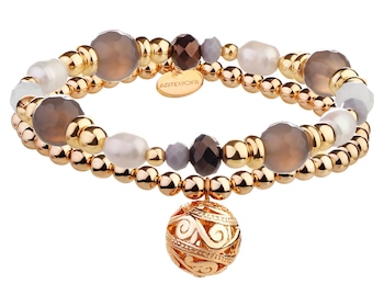 Pulsera de latón dorado con ágatas, perlas y detalles de vidrio></noscript>
                    </a>
                </div>
                <div class=