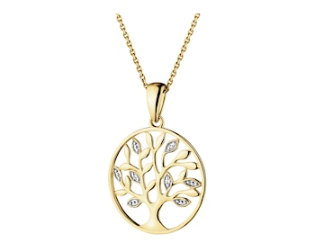 14 K Rhodium-Plated Yellow Gold Pendant with Diamonds - 0,01 ct - fineness 14 K