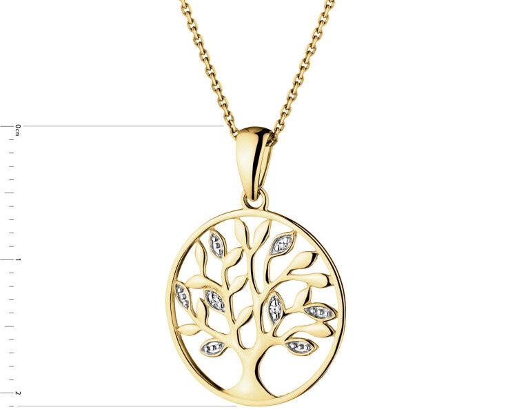 14 K Rhodium-Plated Yellow Gold Pendant with Diamonds - 0,01 ct - fineness 14 K