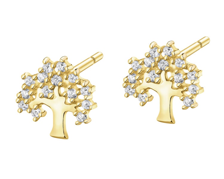 8 K Yellow Gold Earrings with Cubic Zirconia