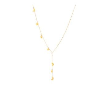 Yellow Gold Necklace - Star, Moon