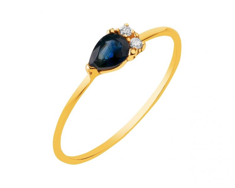 9 K Yellow Gold Ring with Sapphire