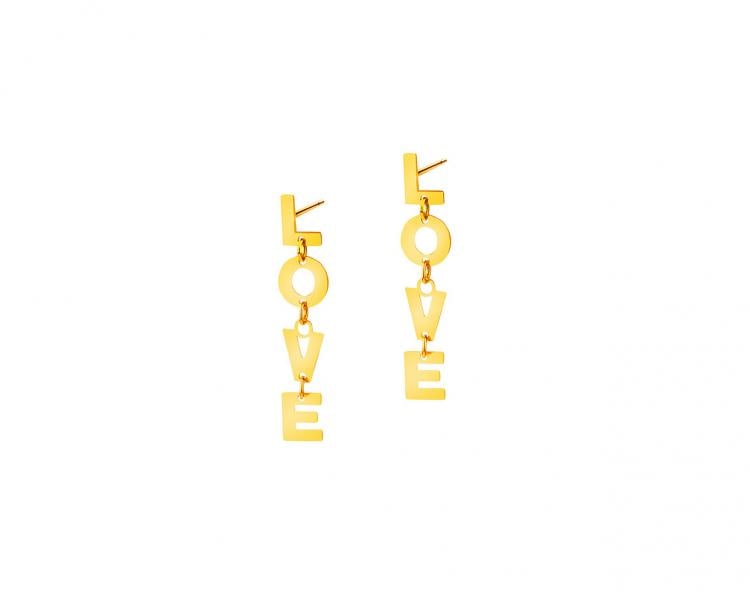 Yellow gold earrings - love