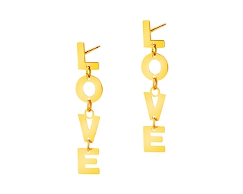 Yellow gold earrings - love