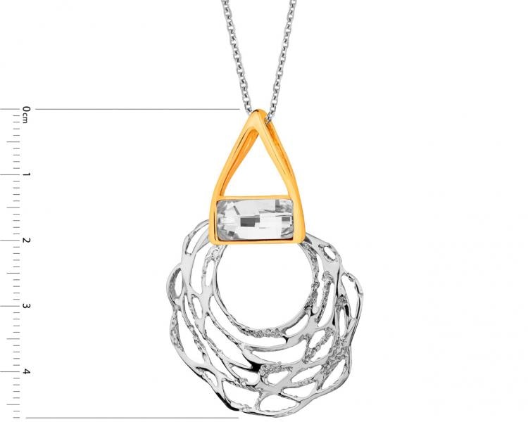 Rhodium-Plated Silver, Gold-Plated Silver Pendant with Glass