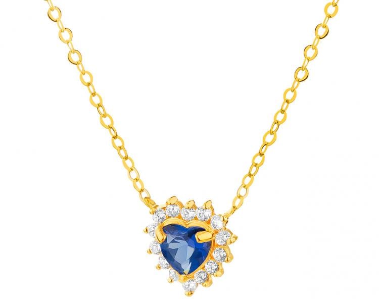 9 K Yellow Gold Necklace with Cubic Zirconia