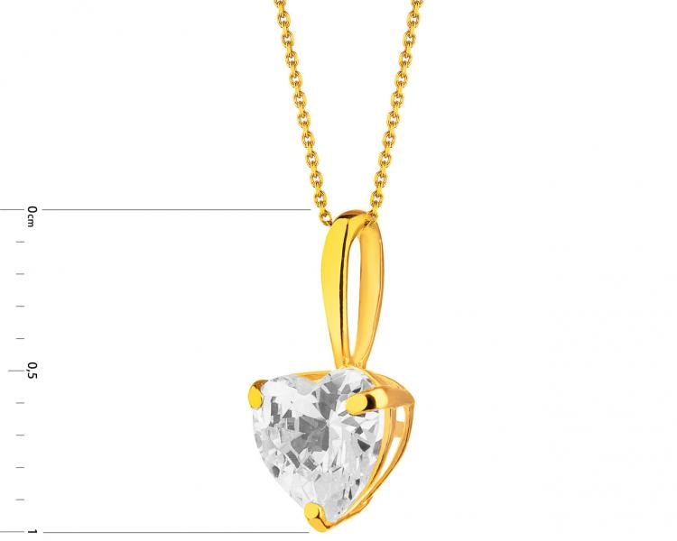 Yellow gold pendant with cubic zirconia - heart