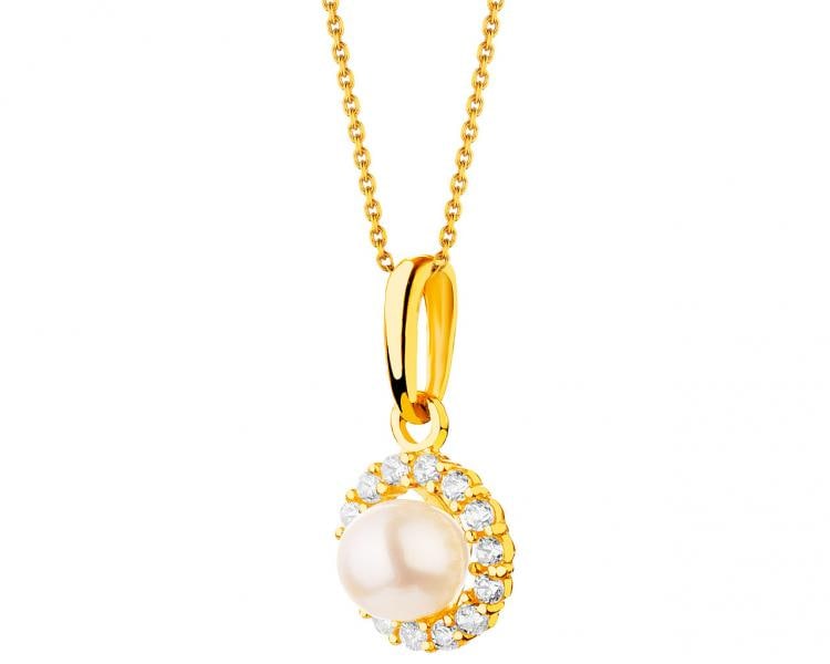 9 K Yellow Gold Pendant with Pearl