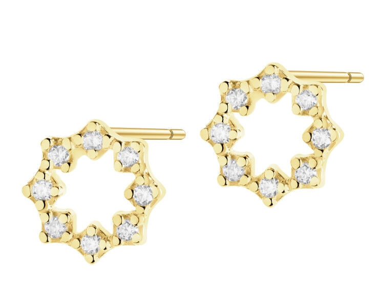 8 K Yellow Gold Earrings with Cubic Zirconia