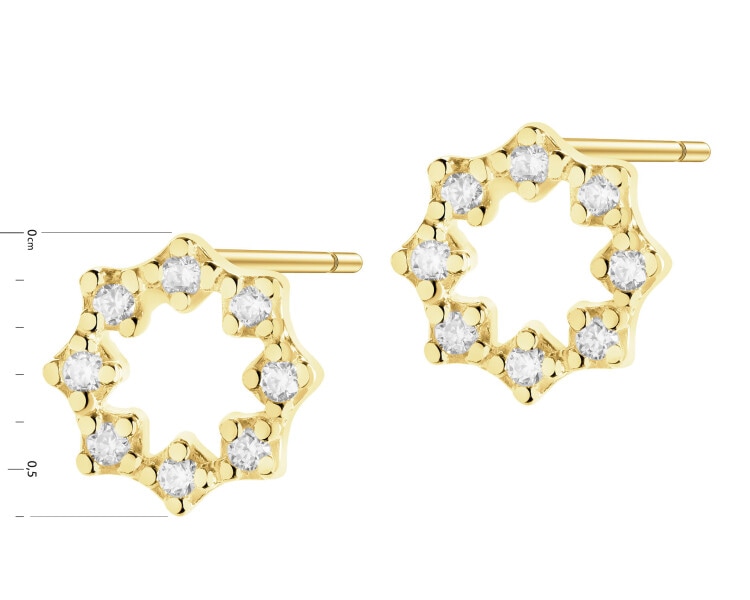 8 K Yellow Gold Earrings with Cubic Zirconia