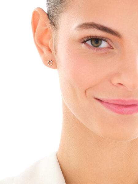 8 K Yellow Gold Earrings with Cubic Zirconia