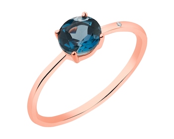 9 K Pink Gold Ring with Topaz
