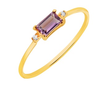 9 K Yellow Gold Ring with Amethyst