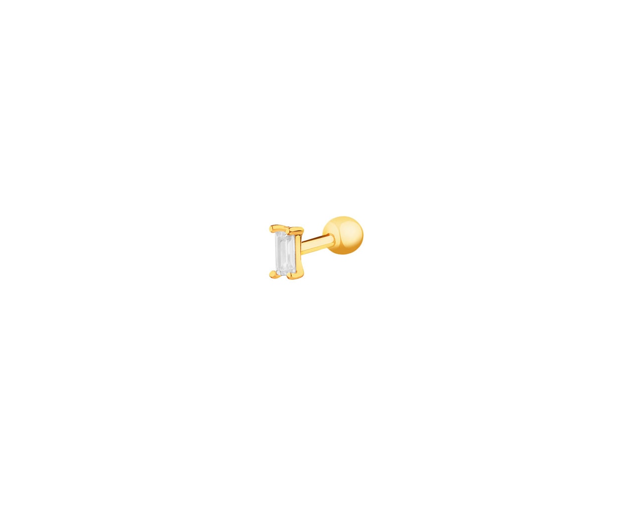 Złoty kolczyk z cyrkonią do piercingu