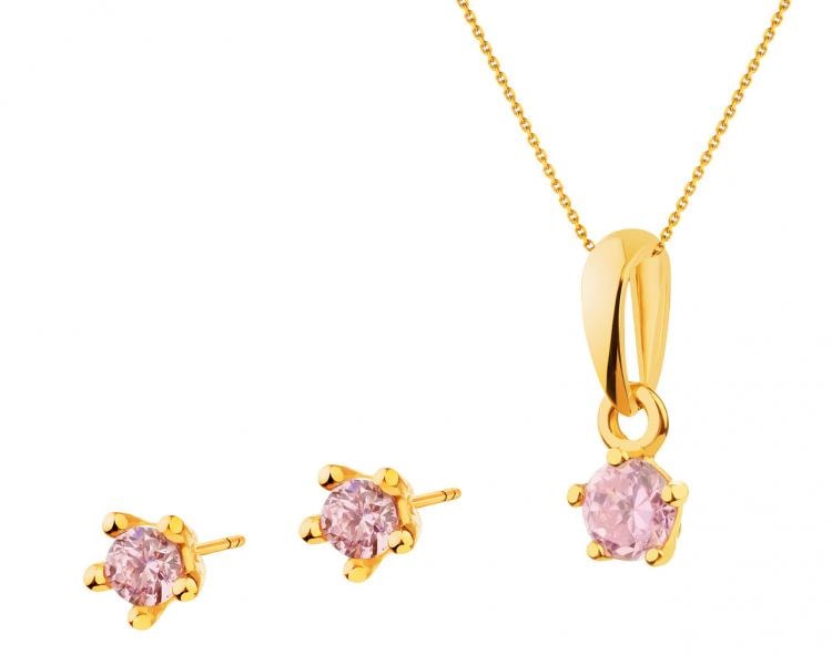 14 K Yellow Gold Set with Cubic Zirconia