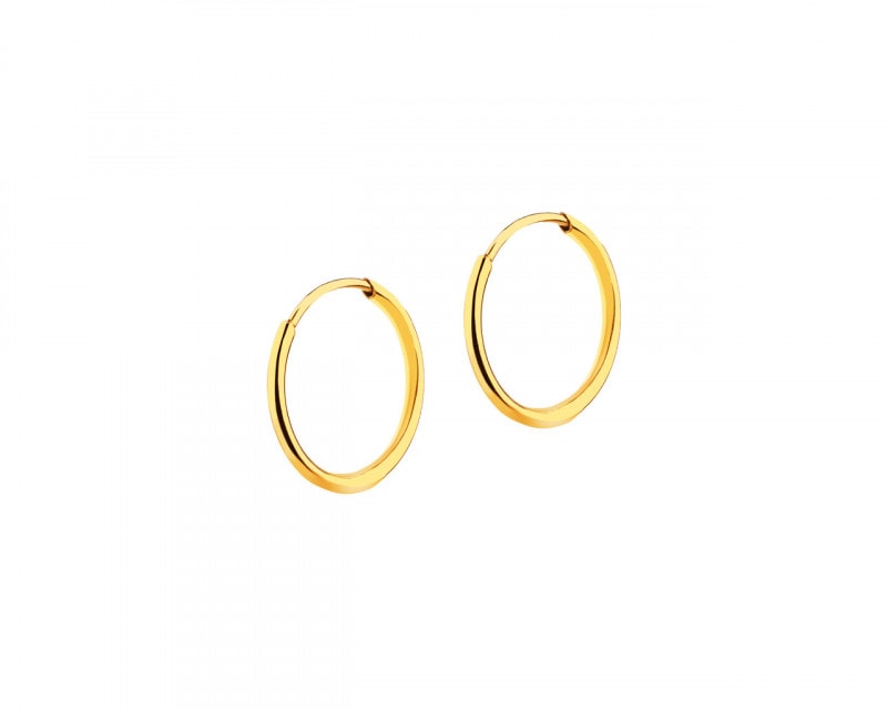 Yellow Gold Earrings - Hoop, 9 mm