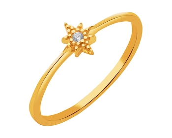 Złoty pierścionek z cyrkonią - gwiazda