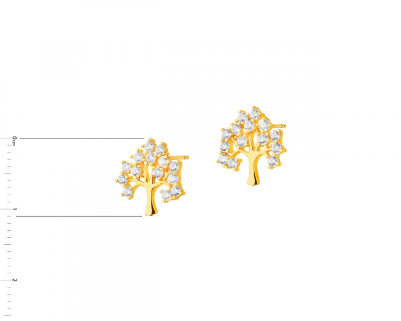 Złote kolczyki z cyrkoniami - drzewa