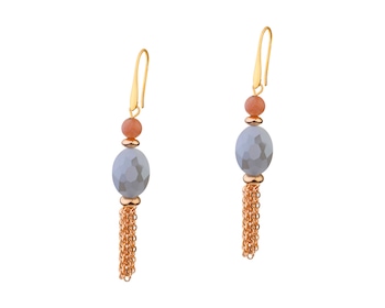 Gold-Plated Brass Earrings with Sunstone