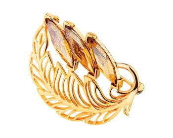 Gold-Plated Silver Brooch with Glass