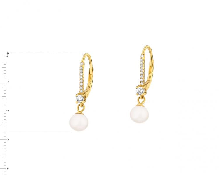 Silver earrings with pearls and cubic zirconia