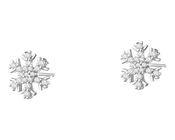 Kolczyki srebrne z cyrkoniami - śnieżynka