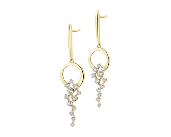 14 K Rhodium-Plated Yellow Gold Earrings with Diamonds - 0,48 ct - fineness 14 K