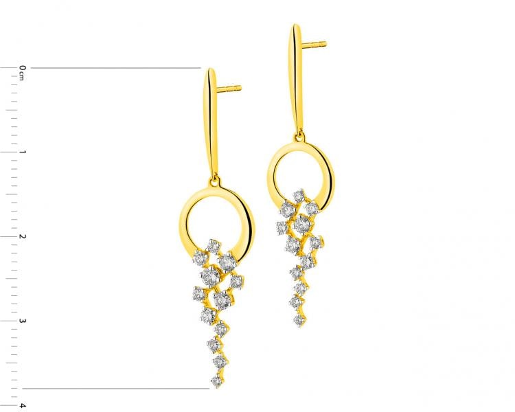 14 K Rhodium-Plated Yellow Gold Earrings with Diamonds 0,48 ct - fineness 14 K