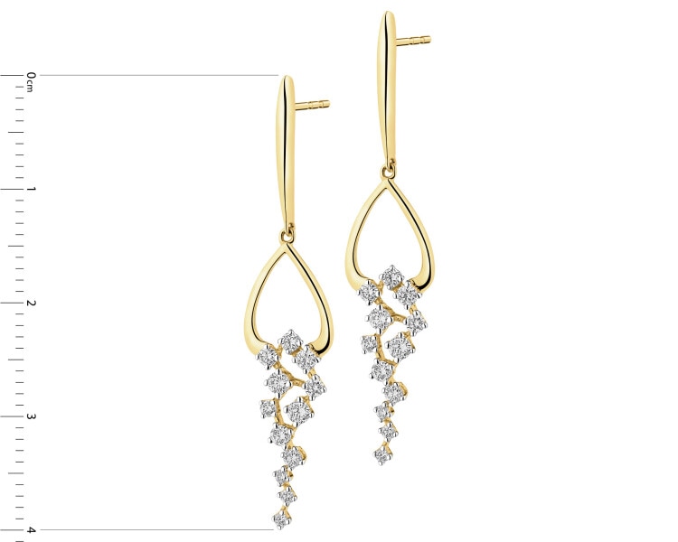 14 K Rhodium-Plated Yellow Gold Earrings with Diamonds - 0,44 ct - fineness 14 K