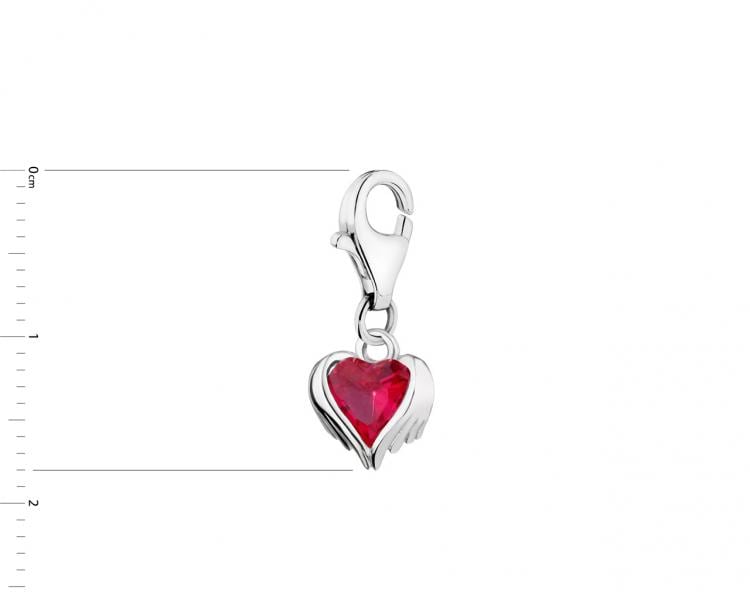Silver charm with cubic zirconia - heart