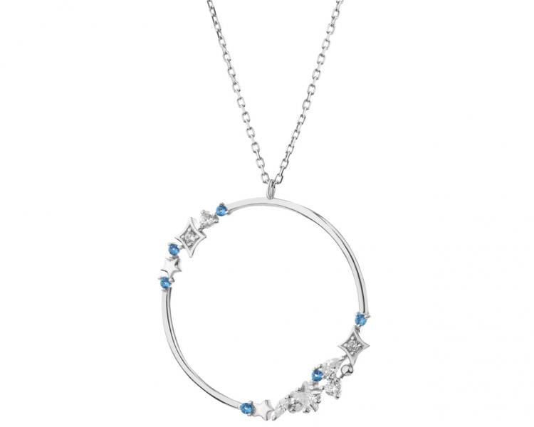 Stříbrný náhrdelník se zirkony - hvězdy, kruh 