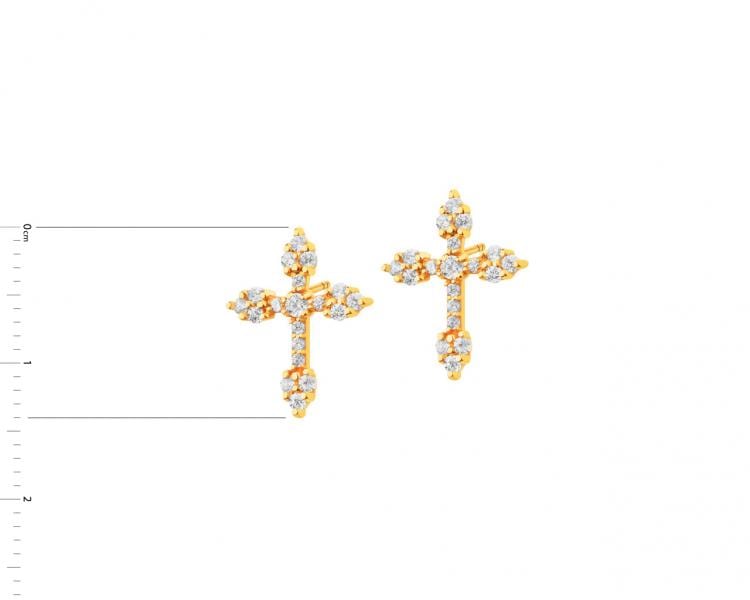 9 K Yellow Gold Earrings with Cubic Zirconia