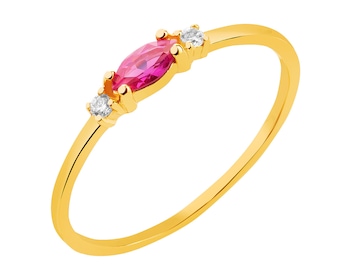Złoty pierścionek z rubinem syntetycznym  i  cyrkoniami></noscript>
                    </a>
                </div>
                <div class=
