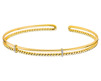 14 K Rhodium-Plated Yellow Gold Bracelet with Diamonds 0,03 ct - fineness 14 K