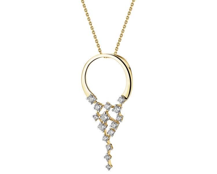 14 K Rhodium-Plated Yellow Gold Pendant with Diamonds - 0,29 ct - fineness 14 K